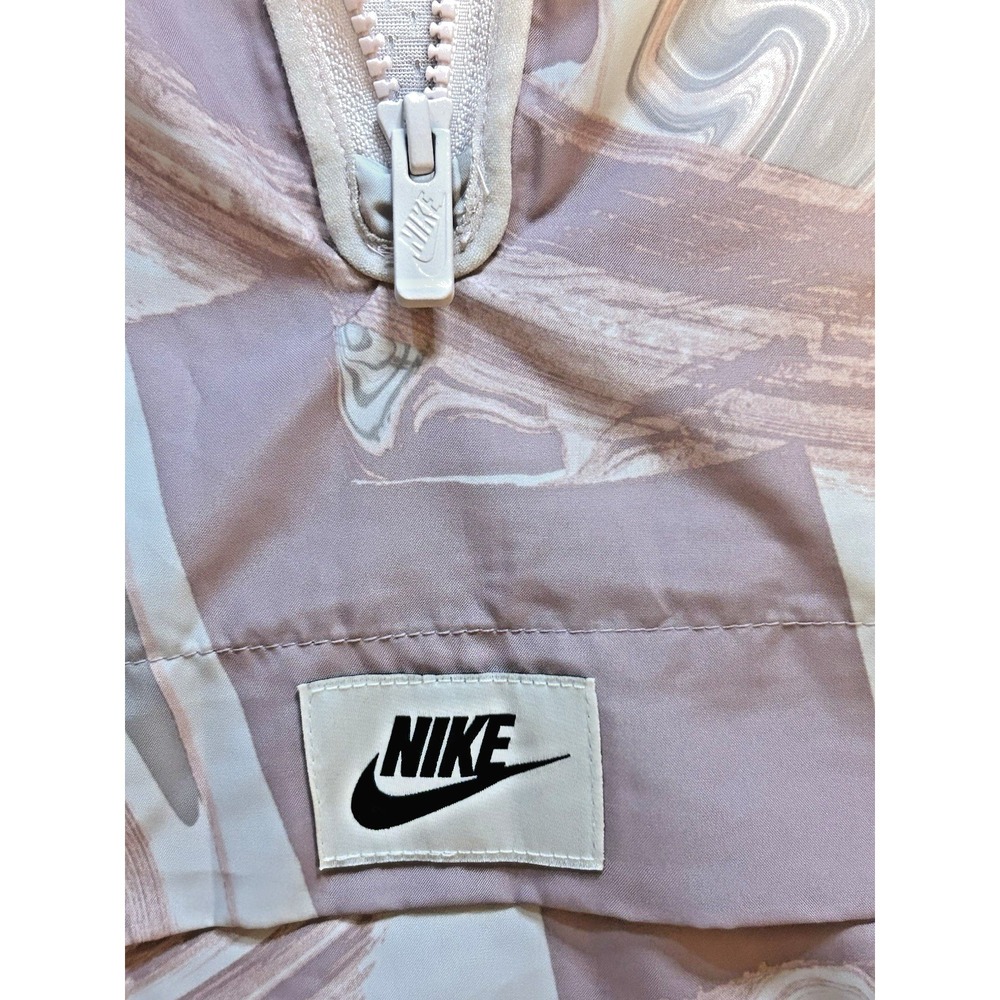 Nike Women's Medium 1/2 Zip Rain Jacket Windbreaker Marbled Pink White Pullover - Picture 11 of 16